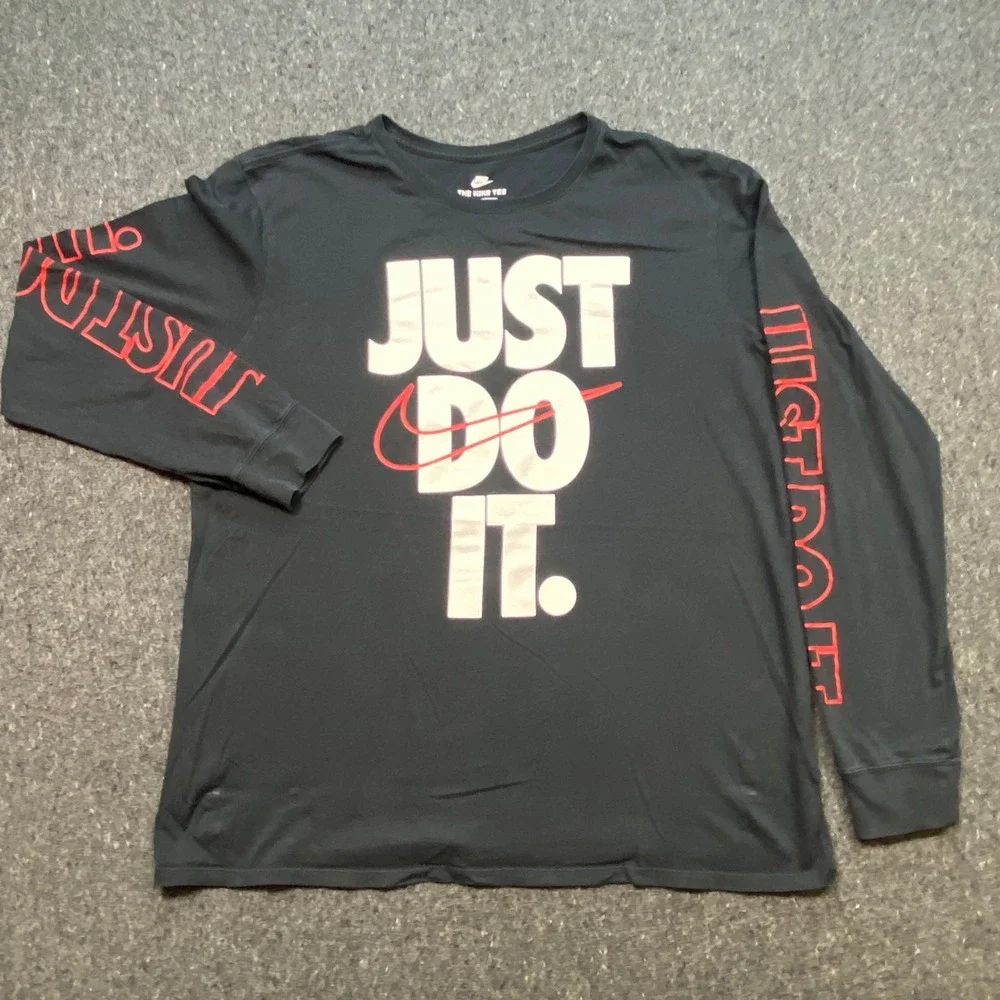 Nike Just Do It TShirt Sz XL Mens Black Streetwear Long Sleeve Graphic Tee